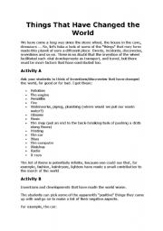 English Worksheet: Things that have changed the world