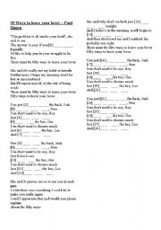 English Worksheet: Paul Simon - 50 Ways To Leave Your Lover / Idiomatic Phrasal Verbs