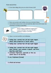 English Worksheet: fears and phobias