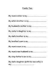 English Worksheet: Family Ties