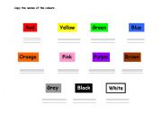 English Worksheet: THE NAMES OF THE COLOURS