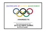 English worksheet: Certificate of Olympic Achievement