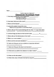 English worksheet: scavenger hunt