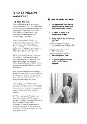 English Worksheet: WHO IS NELSON MANDELA?