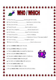 English Worksheet: Who / Which