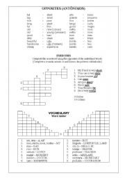 OPPOSITES CROSSWORDS