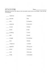 English Worksheet: Synonyms Matching Sheet
