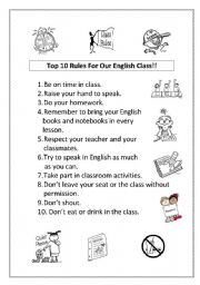 Top 10 Rules For Our English Class