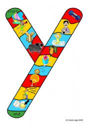 New Alphabet Tracks: letter y in full color, black and white and blank.