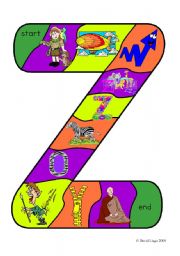 English Worksheet: New Alphabet Tracks: letter z in full color, black and white and blank.