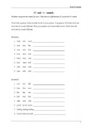 English worksheet: /f/ sound and /v/ sound 