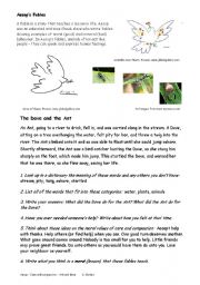 English Worksheet: Aesop, The Dove and the Ant