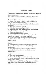 English Worksheet: Countries around the world - Project