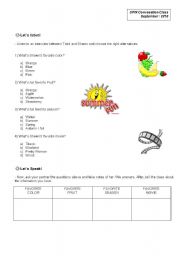 English worksheet: Listening / Speaking Worksheet about Favorites (Students Copy)