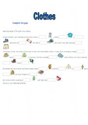 English worksheet: clothes - fill in the gaps