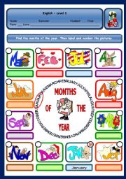 English Worksheet: MONTHS OF THE YEAR