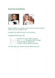 English Worksheet: defining relative clauses