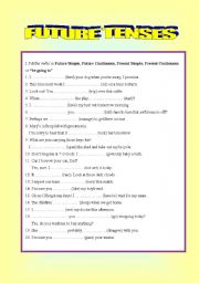 English Worksheet: Future Simple, Future Continuous, Present Simple, Present Continuous and “be going to