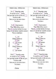 English worksheet: mariah carey - without you