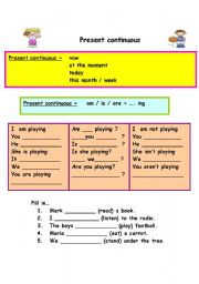 English Worksheet: present continuous