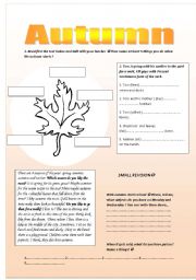 English Worksheet: Autumn and Present Continuous forms