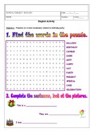 English Worksheet: Birthdays - vocabulary - 2 pages