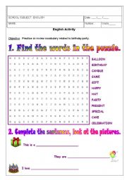 Birthdays - vocabulary - 2 pages