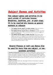 English Worksheet: General games