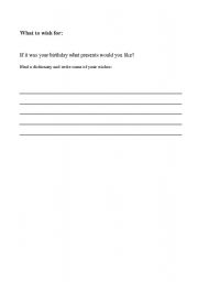 English worksheet: Birthday wishes