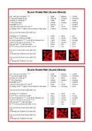 English Worksheet: Song Activity - Black Roses Red - Alana Grace