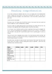 English Worksheet: Reading