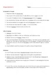 English worksheet: Religion Worksheet 1