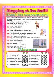 English Worksheet: Shopping at the mall!