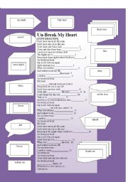 English Worksheet: SONG: Toni Braxton - Un-break my heart