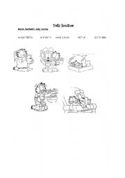 English Worksheet: garfields daily routine