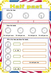 English Worksheet: Time ( Its half past ... )