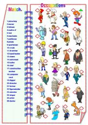 Occupations Part 1 of 2 - Matching activity **fully editable