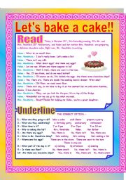 English Worksheet: Lets bake a cake!