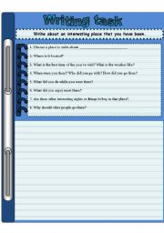 English Worksheet: Writing about your holiday