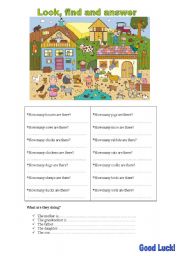 English Worksheet: look, find and answer