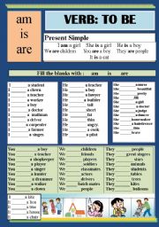 English Worksheet: TO BE : PRESENT SIMPLE