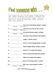 English worksheet: Remembering Your Summer Holiday