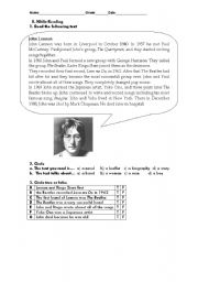 English Worksheet: john Lennon