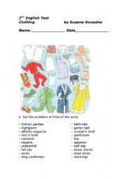 English Worksheet: test clothing
