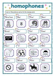 English Worksheet: Homophones