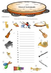 English Worksheet: Musical instruments