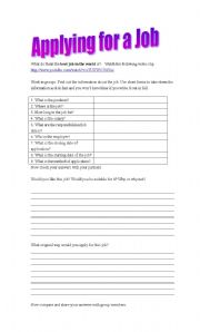 English Worksheet: Best Job in the World -  Notetaking