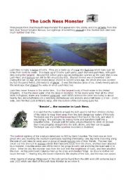 English Worksheet: The Loch Ness Monster