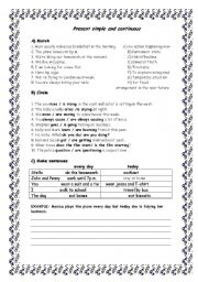 English Worksheet: present simple and continuous