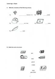 English worksheet: Cambridge flyers worksheet 1